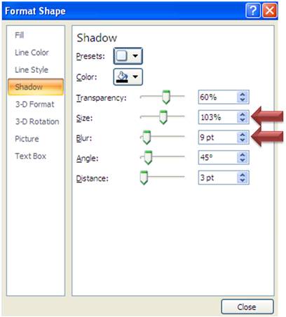 Formatting PowerPoint Shape Shadow