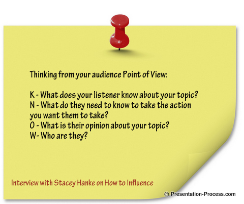 how to influence from audience pov stacey hanke