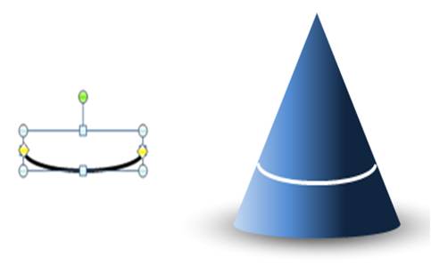 PowerPoint cone shape with arcs