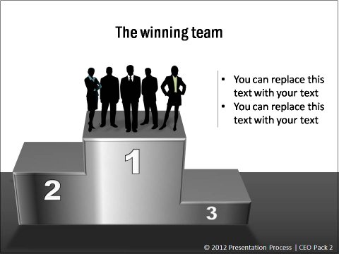 PowerPoint Podiums showing winning team