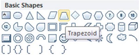 Trapezoid Shape in menu