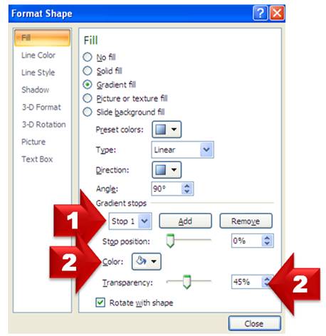 Adjust the transparency levels Adjust the transparency levels
