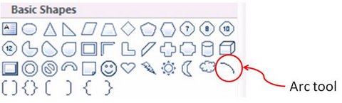 Arc Tool Menu in PowerPoint Arc Tool Menu in PowerPoint