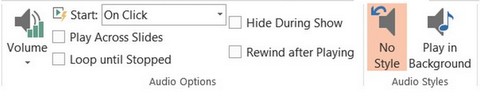 Audio options and Audio Styles Menu Audio options and Audio Styles Menu
