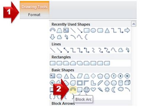 Block Arc from PowerPoint Menu Block Arc from PowerPoint Menu