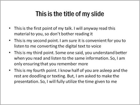Old style bullet point slides