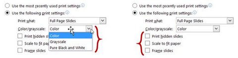 Default Print Color Settings