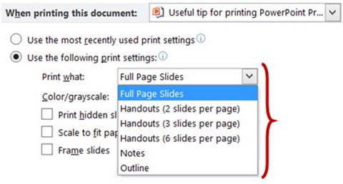Document Print settings