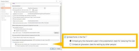 Embed Font Option in PowerPoint