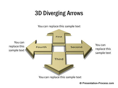 3D Diverging Arrows created in PowerPoint