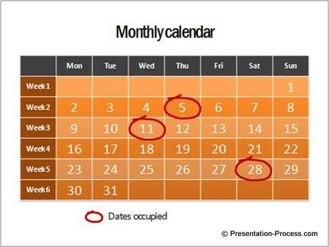 PowerPoint Calendar showing time PowerPoint Calendar showing time