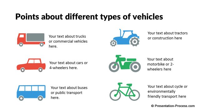 Different types of vehicle Icons