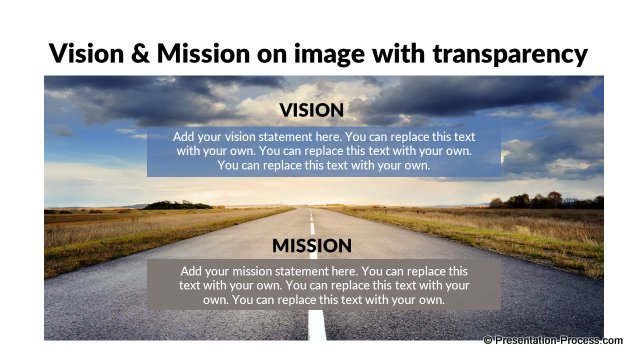 Vision, Mission statements on transparent band
