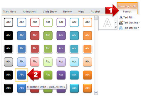 apply text effect in powerpoint