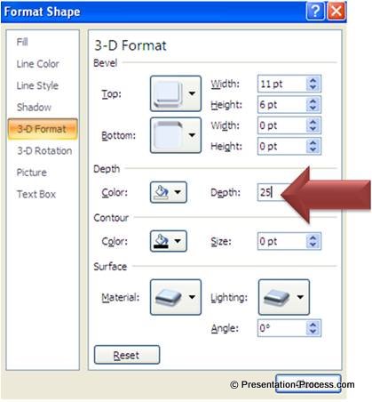 Setting Depth for Shape