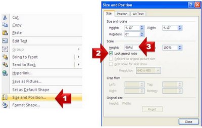 size and position menu