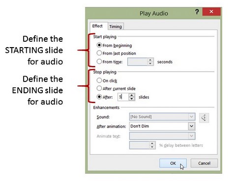 Start and End Slides for Audio Playback Start and End Slides for Audio Playback