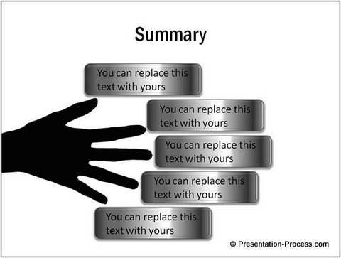 Template of a summary slide