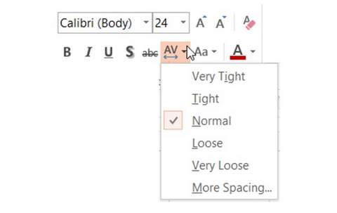 Text Spacing Menu Text Spacing Menu