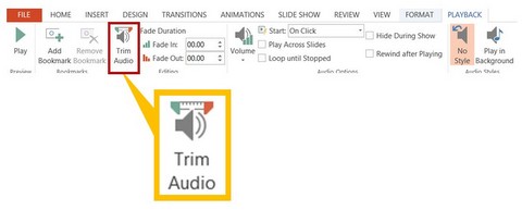 audio powerpoint edit menu trimming step trim