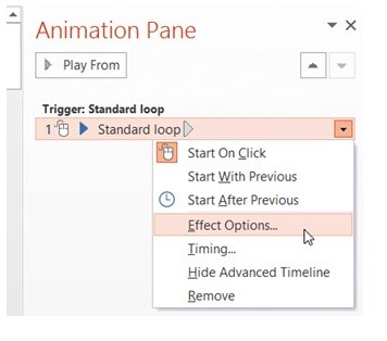 Trigger Animation Effect Options Trigger Animation Effect Options