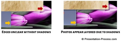 Different with and without outer shadow