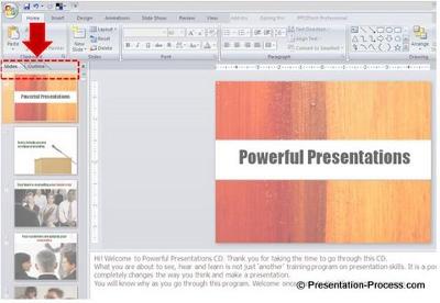 Outline Tab View in PowerPoint